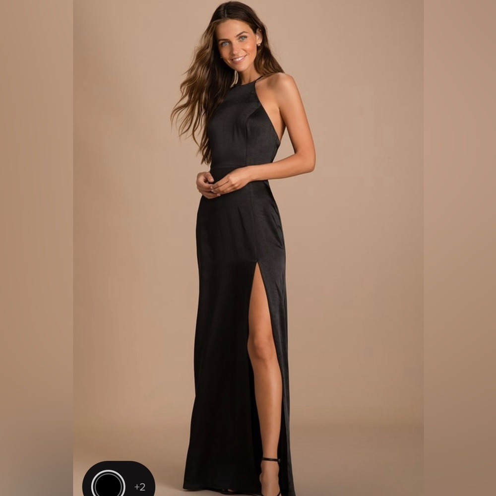 Black Satin Dress Lulus Sz XS